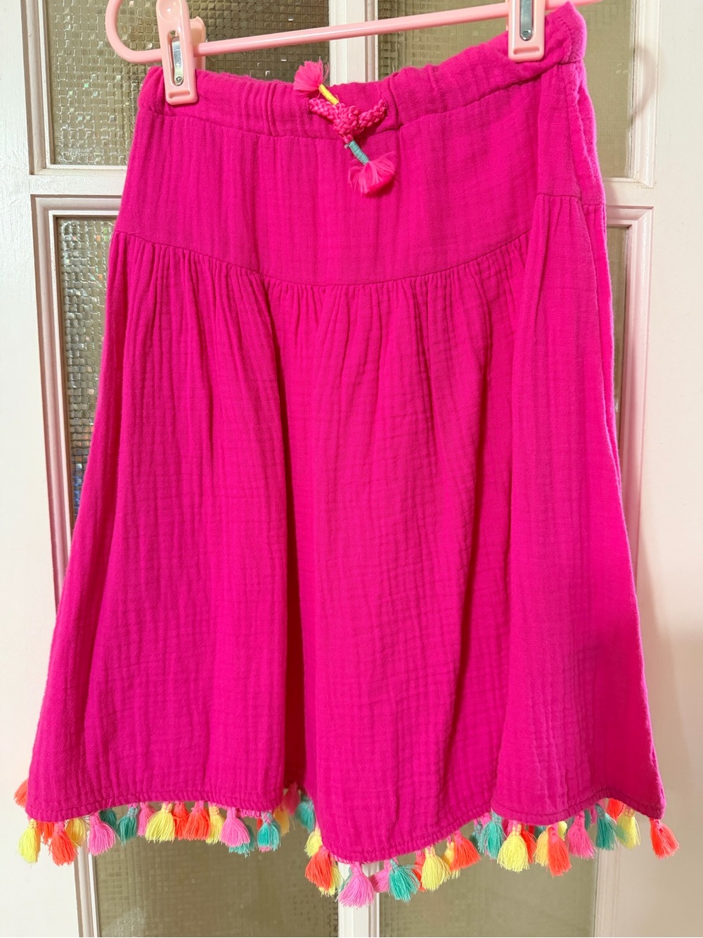 Bright Pink Tassel-Hem Girl’s Skirt